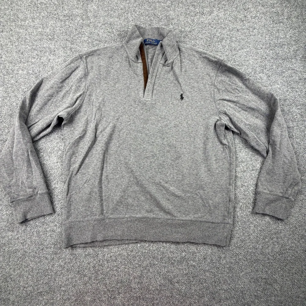 Polo Ralph Lauren Mens Gray Quarter Zip Pullover Sweater Mock Neck Large